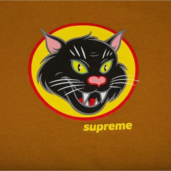 SUPREME Men's Black Cat Tee Size M In Burnt Orange - Picture 2 of 8
